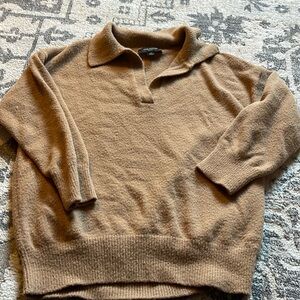 Ann Taylor, petite, tan brown, collared shirt